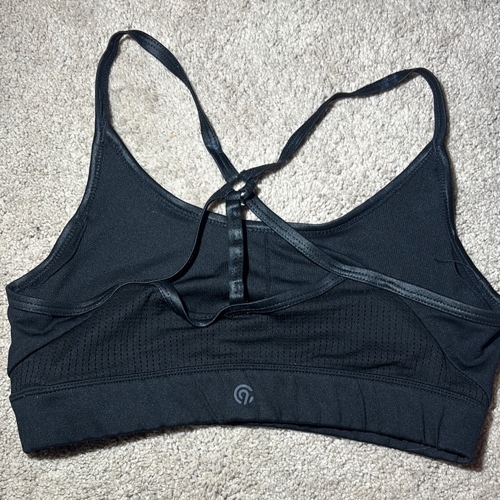 Champion sports bra women’s small Black Strappy Sports Bra mesh back racerback